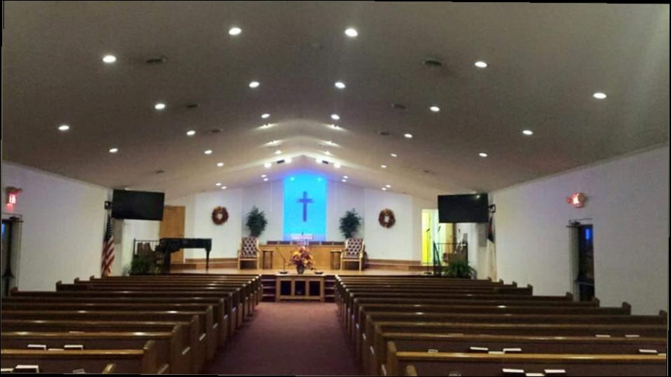 Church interior professional lighting installation