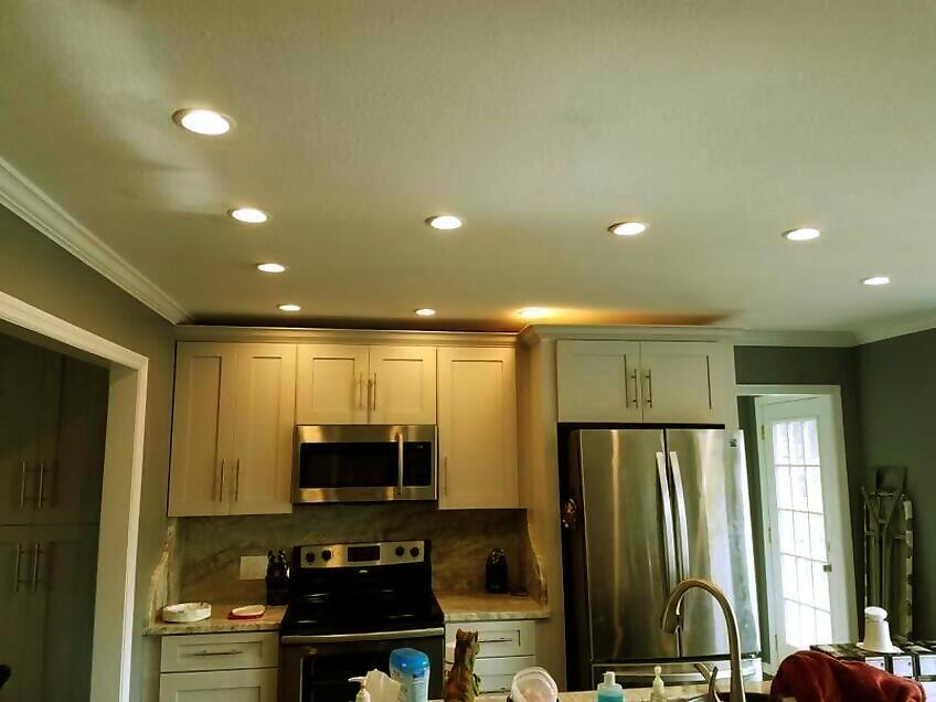 Home theater installation with blue LED accent lighting